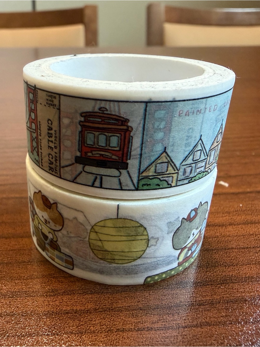 Decorative San Francisco Cable Car Washi Tape - White & Brown and Planner Washi